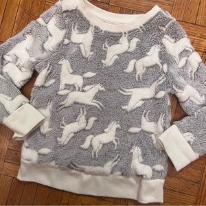 ‼️LAST CHANCE‼️ Cat & Jack Toddler Cozy Fleece Crewneck Top with Horses 🐴